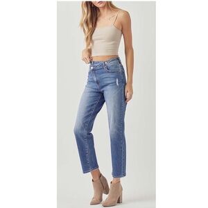 NEW Risen Los Angeles High-Rise Crossover Tapered Denim Jeans RDP5060 Size 15/32